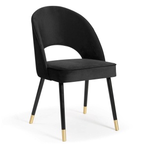Scaun dining PONTE PLUS, auriu/negru, cu tapiterie din catifea