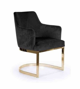 SCAUN DINING PORTO, NEGRU/AURIU, STIL MODERN