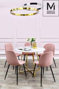 SCAUN DINING RANGO, ROZ/NEGRU, DIN CATIFEA SI METAL, STIL MODERN - Img 5