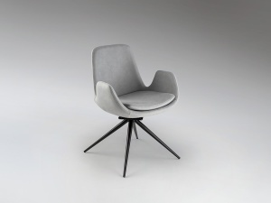 SCAUN DINING ROTATIV, DIN METAL SI TEXTIL, ZUNA, DE CULOARE GRI, DESIGN MODERN, SCHULLER