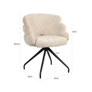 SCAUN DINING ROTATIV KAYLA, REALIZAT DIN METAL, LEMN DE FAG SI TEXTIL, CULOARE CREM, DESIGN DEOSEBIT, RICHMOND INTERIORS - Img 11