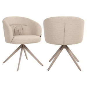 SCAUN DINING ROTATIV OLIVIA, REALIZAT DIN METAL, LEMN DE FAG SI TEXTIL, CULOARE CREM, DESIGN DEOSEBIT, RICHMOND INTERIORS
