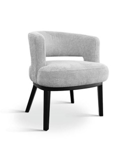 SCAUN DINING ROTTERDAM, GRI/NEGRU, TAPITERIE DIN STOFA SI PICIOARE DIN LEMN, STIL MODERN
