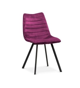 SCAUN DINING ROXA, BORDO/NEGRU, TAPITERIE DIN CATIFEA SI PICIOARE DIN METAL, STIL MODERN, ATR