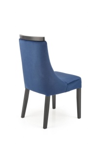 SCAUN DINING ROYAL, ALBASTRU MONOLITH 77/NEGRU, CU TAPITERIE DIN CATIFEA SI PICIOARE DIN LEMN MASIV, STIL CLASIC, HALMAR - Img 6