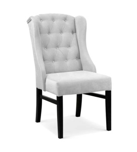 SCAUN DINING ROYAL CHESTERFIELD, GRI/NEGRU, TAPITERIE DIN CATIFEA SI PICIOARE DIN LEMN, STIL MODERN