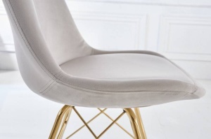 SCAUN DINING, SCANDINAVIA, DIN METAL SI CATIFEA BEIGE, DESIGN DEOSEBIT - Img 3