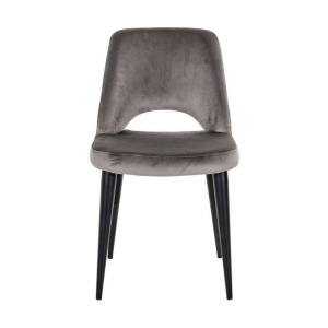 SCAUN DINING TABITHA, GRI/NEGRU, TAPITERIE DIN CATIFEA SI PICIOARE DIN METAL, STIL MODERN B2 - Img 5