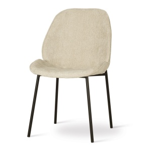 SCAUN DINING TREND, BEJ/NEGRU, CONFECTIONAT DIN TAPITERIE DIN TEXTIL SI PICIOARE DIN METAL, STIL MODERN