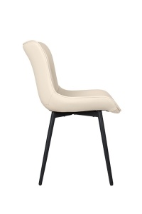 SCAUN DINING VELA BEJ/NEGRU, CONFECTIONAT DIN PIELE ECOLOGICA SI METAL, STIL MODERN - Img 2