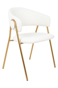 SCAUN DINING VERSO BOUCLE, ALB/AURIU, STIL MODERN