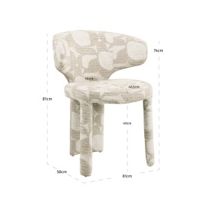 SCAUN DINING, VIOLA, REALIZAT DIN METAL, PLACAJ SI TEXTIL, CULOARE CREM, DESIGN DEOSEBIT, RICHMOND INTERIORS - Img 7