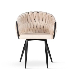 SCAUN DINING ZEPHYR, BEJ/NEGRU, TAPITERIE DIN CATIFEA SI PICIOARE DIN METAL, STIL MODERN, ATR - Img 2