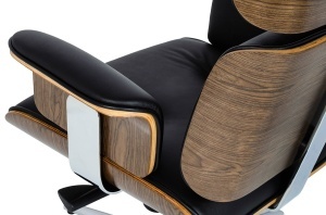 SCAUN DIRECTORIAL DE LUX, ARTIM LOUNGE BUSINESS, REALIZAT PIELE NATURALA ITALIANA SI LEMN, CULOARE NEGRU/NUC, STIL EAMES - Img 4