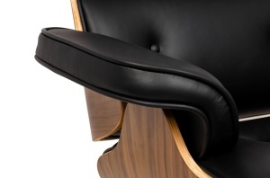 SCAUN DIRECTORIAL DE LUX, ARTIM LOUNGE XL, REALIZAT PIELE NATURALA ITALIANA SI LEMN, CULOARE NEGRU/NUC, STIL EAMES - Img 5