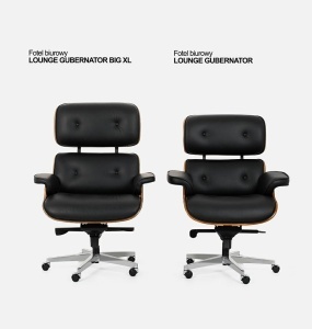 SCAUN DIRECTORIAL DE LUX, ARTIM LOUNGE XL, REALIZAT PIELE NATURALA ITALIANA SI LEMN, CULOARE NEGRU/NUC, STIL EAMES - Img 12