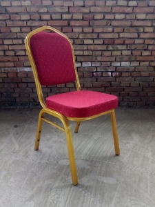 SCAUN PENTRU SALA EVENIMENTE/CONFERINTA RZYM 25X25 ROSU/AURIU DESIGN CLASIC - Img 1