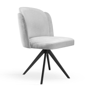 SCAUN PIVOTANT BEETLE TWIST, GRI/NEGRU, TAPITERIE DIN CATIFEA SI PICIOARE DIN METAL, STIL MODERN