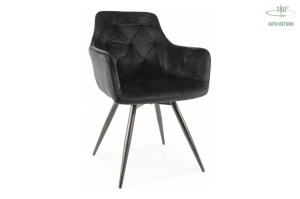 SCAUN PIVOTANT MANGO, NEGRU BLUVEL 19/NEGRU MAT, TAPITERIE DIN CATIFEA SI PICIOARE DIN METAL, STIL MODERN - Img 1
