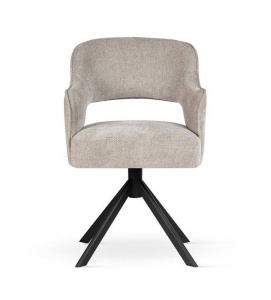 SCAUN PIVOTANT MERCY SUPREME, BEJ/NEGRU, TAPITERIE DIN STOFA FINA SI PICIOARE DIN METAL, STIL MODERN - Img 2