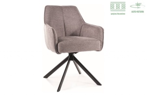 SCAUN PIVOTANT NOTTI, GRI 07/NEGRU MAT, TAPITERIE DIN STOFA BREGO SI PICIOARE DIN METAL, STIL MODERN - Img 1