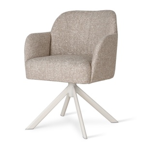 SCAUN PIVOTANT ORELI SUPREME, CONFECTIONAT DIN METAL, SPUMA, ARCURI SI TEXTIL, BEJ/ALB, STIL MODERN