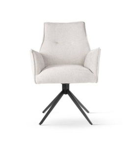 SCAUN PIVOTANT SOPHIA, BEJ/NEGRU, TAPITERIE DIN STOFA SI PICIOARE DIN METAL, STIL MODERN, ATR - Img 2