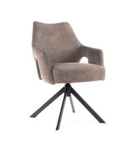 SCAUN PIVOTANT VESPER, BEJ INCHIS/NEGRU, TAPITERIE DIN STOFA SI PICIOARE DIN METAL, STIL MODERN