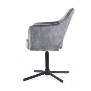 SCAUN PIVOTANT XENIA, GRI/NEGRU, TAPITERIE DIN CATIFEA SI PICIOARE DIN METAL, STIL MODERN, ATR - Img 4