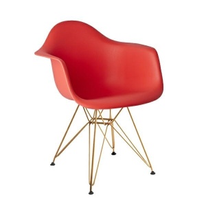 SCAUN ROSU DIN POLIPROPILENA DAR GOLD STIL MODERN B2
