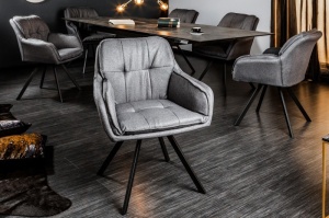SCAUN ROTATIV, LOUNGER, GRI, COD 39352, STIL RETRO VINTAGE - Img 1
