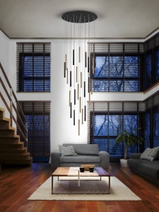 SCHULLER. LUSTRA/PLAFONIERA VARAS, 60/300 CM, NEGRU MAT/AURIU/OPAL, DIN METAL SI ACRIL, STIL MODERN
