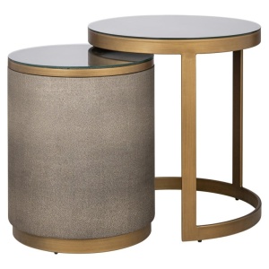 SET 2 MASUTE DE CAFEA BLOOMVILLE, 7537, CONFECTIONAT DIN METAL, PU, STICLA SI FURNIR DE STEJAR, STIL MODERN