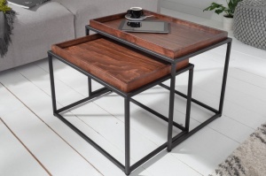 SET 2 MASUTE DE CAFEA, ELEMENTS DIN METAL SI BLAT DIN LEMN FAG, COD 39719 - Img 1