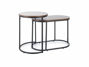 SET 2 MASUTE DE CAFEA TWINGO, NUC/NEGRU, BLAT DIN MDF, FURNIR NATURAL SI CADRU DIN METAL, STIL MODERN - Img 1