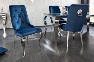 SET 2 SCAUNE, CLASIC, BAROC, DIN METAL SI CATIFEA ALBASTRA, COD 41505 - Img 1