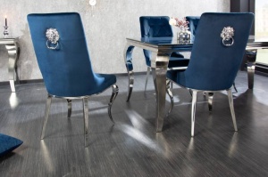 SET 2 SCAUNE, CLASIC, BAROC, DIN METAL SI CATIFEA ALBASTRA, COD 41505 - Img 3