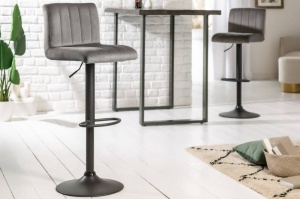 SET 2 SCAUNE DE BAR, CATIFEA GRI, PORTLAND, DESIGN VINTAGE