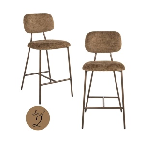 SET 2 SCAUNE DE BAR XENIA BRANDY FUSION, 213626, CONFECTIONAT DIN POLIESTER, METAL SI SPUMA, BRANDY/MARO, STIL MODERN