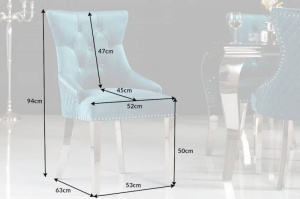 SET 2 SCAUNE, DE LUX, CASTLE, DIN CATIFEA TURCUOAZ SI METAL INOXIDABIL, DESIGN BAROC, ARTIM GROUP - Img 7