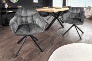 SET 2 SCAUNE DINING ROTATIV, PAPILON, CATIFEA GRI, STIL RETRO, ARTIM GROUP SELECTION