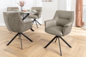 SET 2 SCAUNE ROTATIVE 180 GRADE, LE GRAND, MATERIAL CHENILLE, PIELE ECO SI PICIOARE DIN METAL, ARTIM GROUP SELECTION