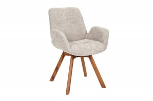 SET 2 SCAUNE ROTATIVE, BALTIC, BEJ, METAL SI TESATURA BUCLE, COD 44199, DESIGN MODERN - Img 1