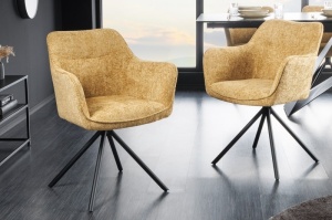 SET 2 SCAUNE ROTATIVE, VERONA, GALBEN MUSTAR, METAL SI STOFA, ARTIM GROUP SELECTION