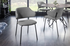 SET 2 SCAUNE, TRACY ALPINE, TEXTIL BOUCLE GRI/NEGRU