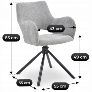 SET 4 SCAUNE, ARTIM MEBLE, REALIZAT DIN MATERIAL TEXTIL BOUCLE GRI SI METAL, STIL MODERN - Img 11