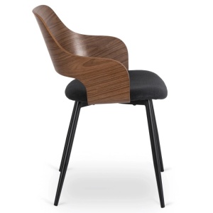 SET 4 SCAUNE, ARTIM MEBLE, REALIZAT DIN MATERIAL TEXTIL SI FURNIR/METAL, STIL MODERN - Img 3