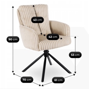 SET 4 SCAUNE ROTATIVE, ARTIM MEBLE, REALIZAT DIN CATIFEA RAIAT BEJ SI METAL, STIL MODERN - Img 8