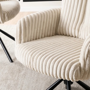 SET 4 SCAUNE ROTATIVE, ARTIM MEBLE, REALIZAT DIN CATIFEA RAIAT CREM SI METAL, STIL MODERN - Img 3