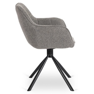 SET 4 SCAUNE ROTATIVE, ARTIM MEBLE, REALIZAT DIN MATERIAL TEXTIL BOUCLE GRI SI METAL, STIL MODERN - Img 6